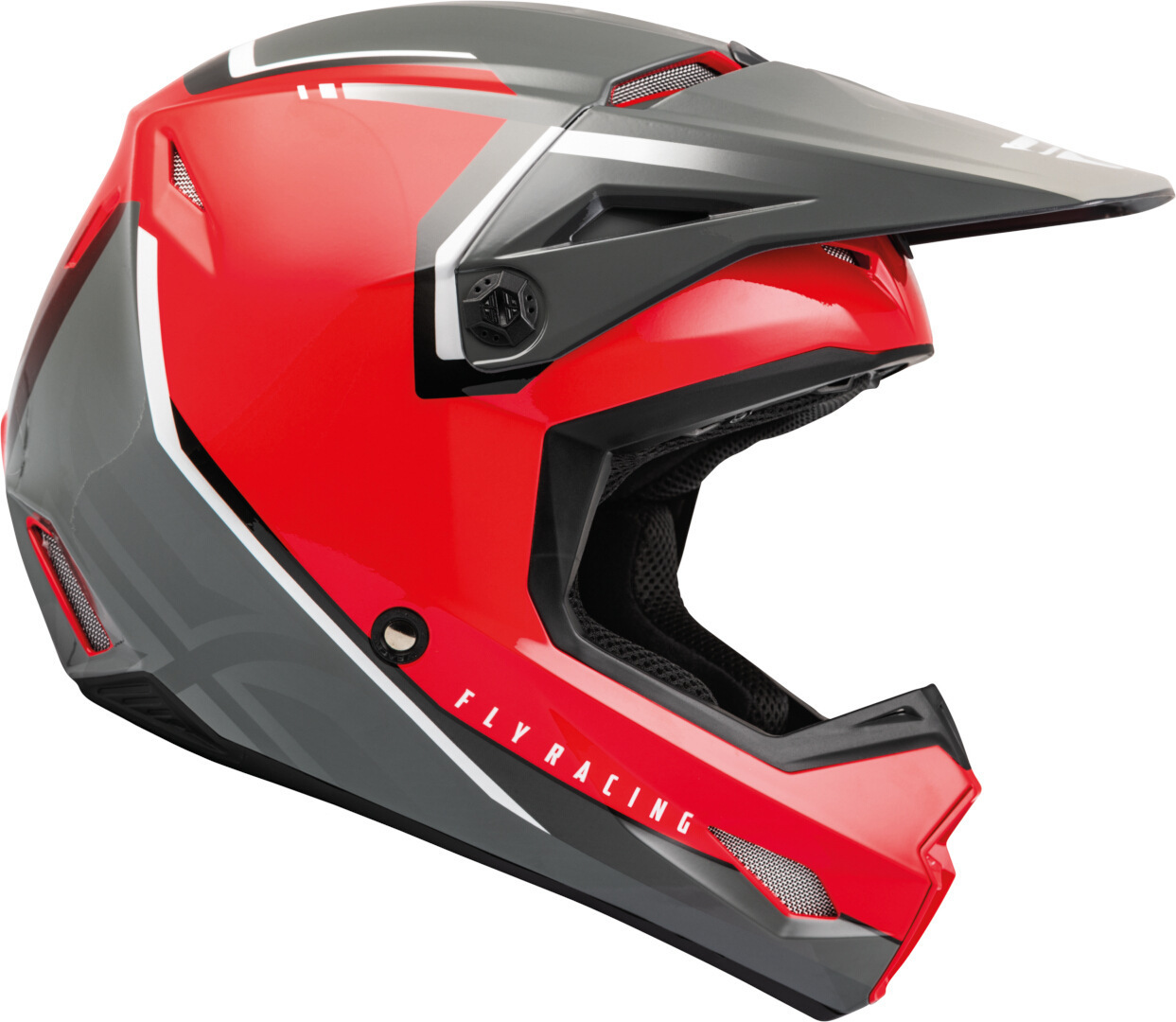 Fly Racing Kinetic Vision Motocross Helm, grau-silber, Größe XS