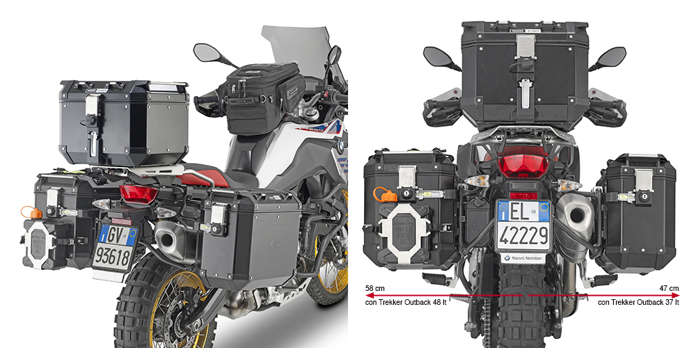 Portamani laterali tubolari in acciaio GIVI per valigia Trekker Outback CAM-SIDE per modelli BMW (vedi sotto)