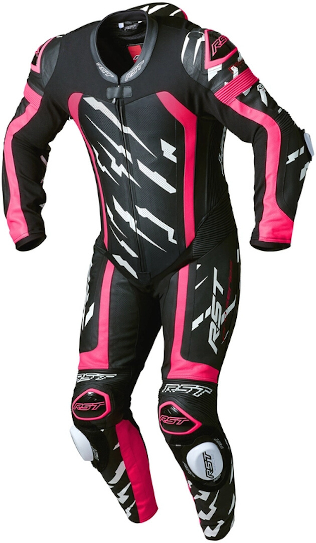 RST Pro Series Evo schwarz/pink Airbag 1-Teiler Motorrad Lederkombi, schwarz-pink, Größe 2XL für Männer