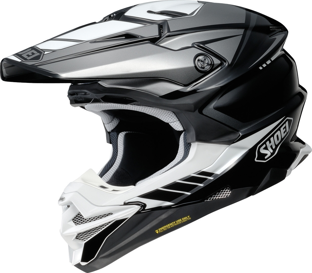 Shoei VFX-WR 06 Jammer Motocross Helm, schwarz-grau-weiss, Größe S