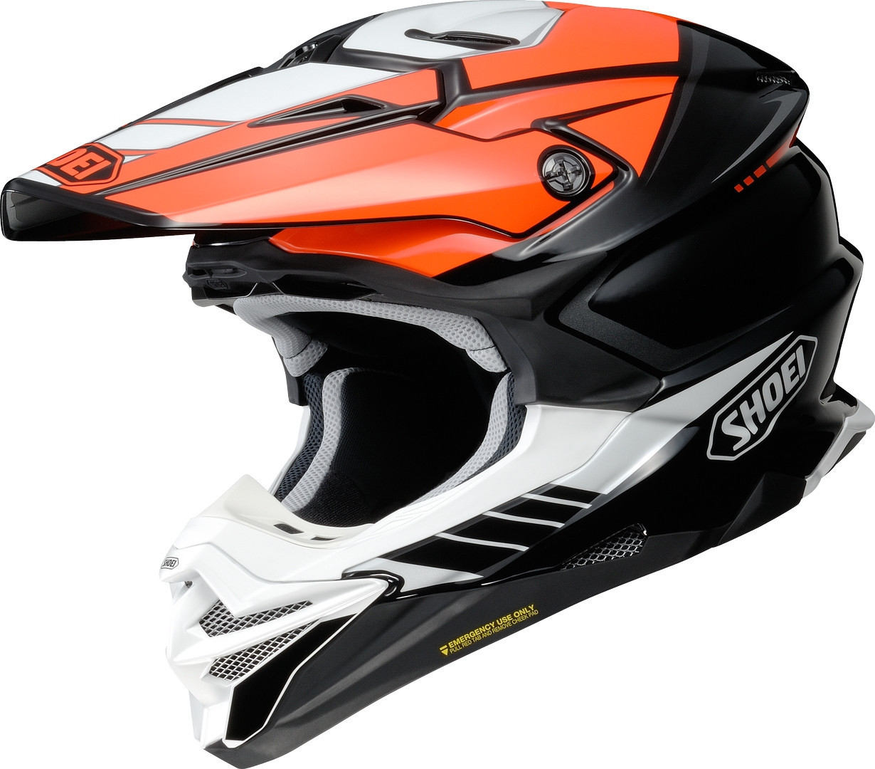 Shoei VFX-WR 06 Jammer Motocross Helm, schwarz-weiss-orange, Größe L