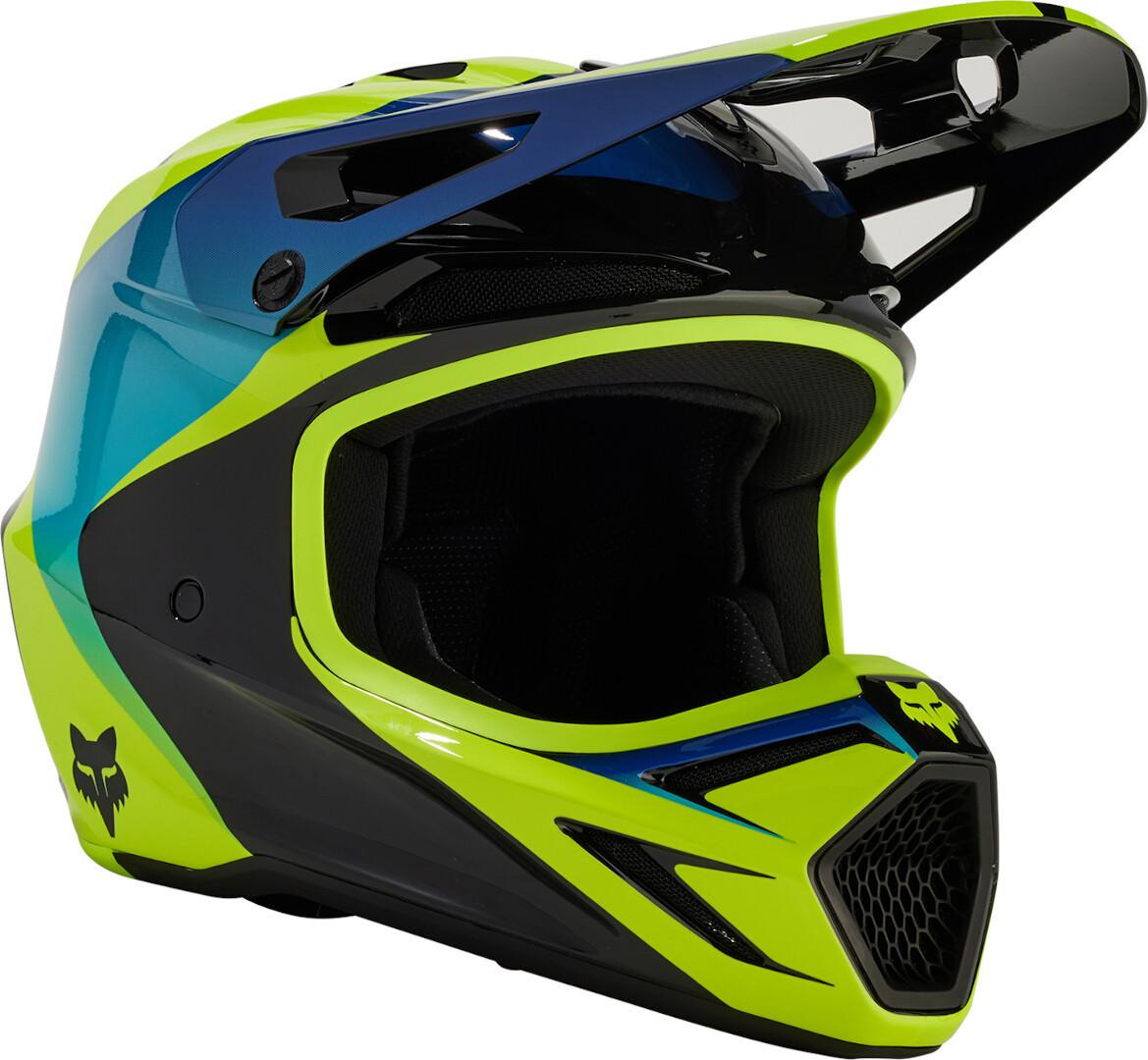 FOX V3 Streak Jugend Motocross Helm, schwarz-grün, Größe S