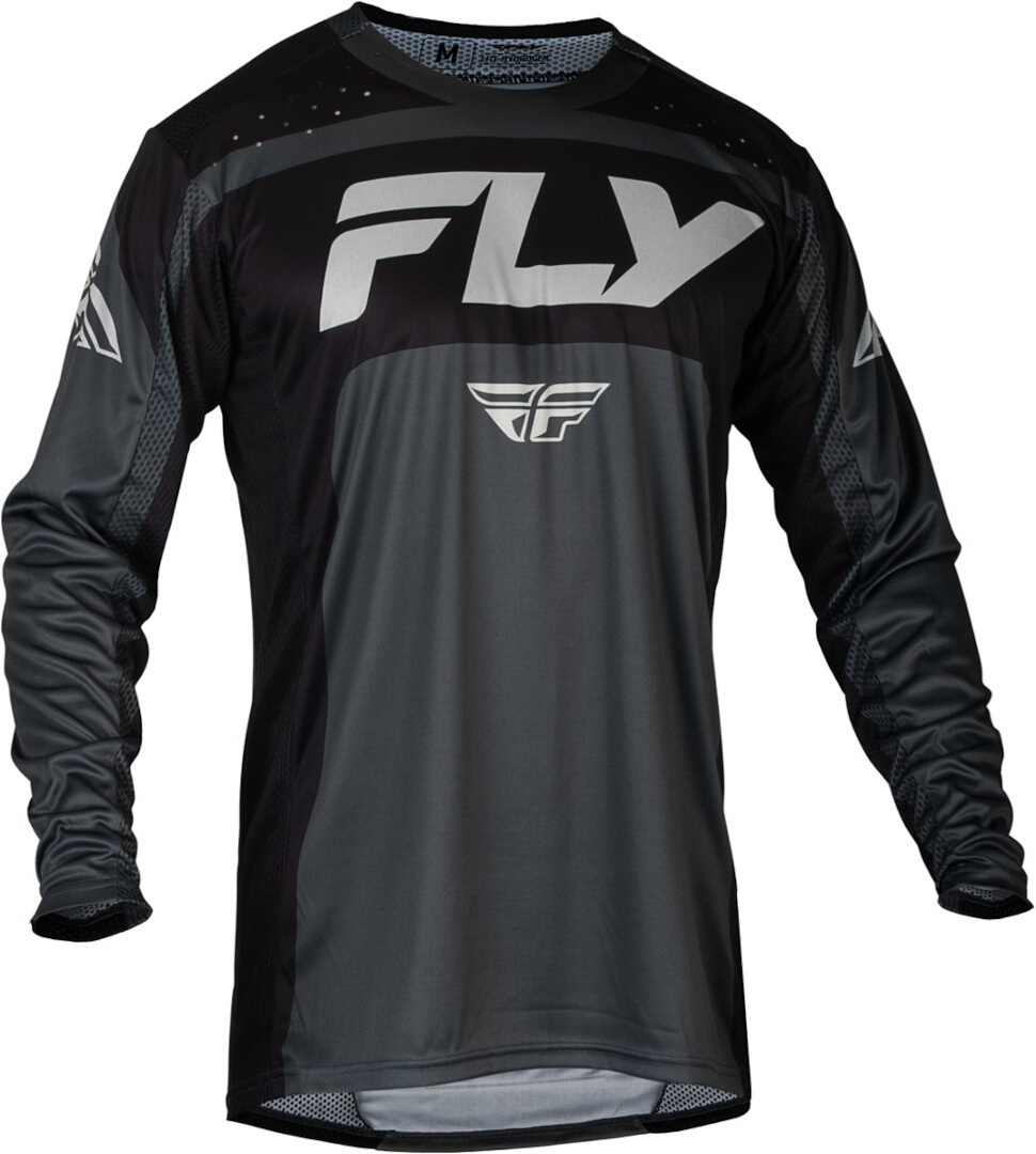 Fly Racing Lite 2024 Motocross Jersey, schwarz-grau, Größe L