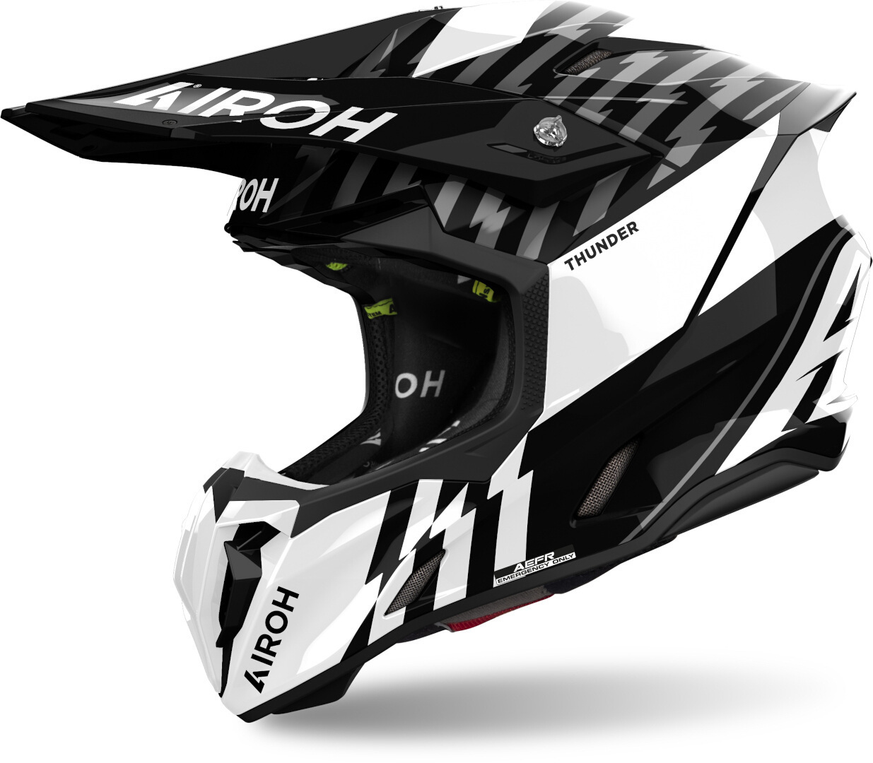 Airoh Twist 3 Thunder Motocross Helm, schwarz-weiss, Größe S