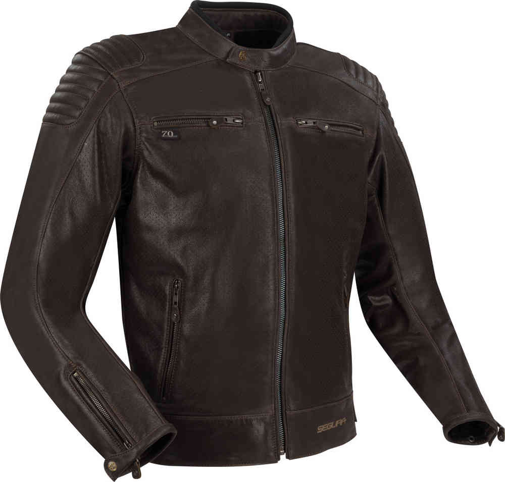 Segura Express jaqueta de couro perfurada da motocicleta