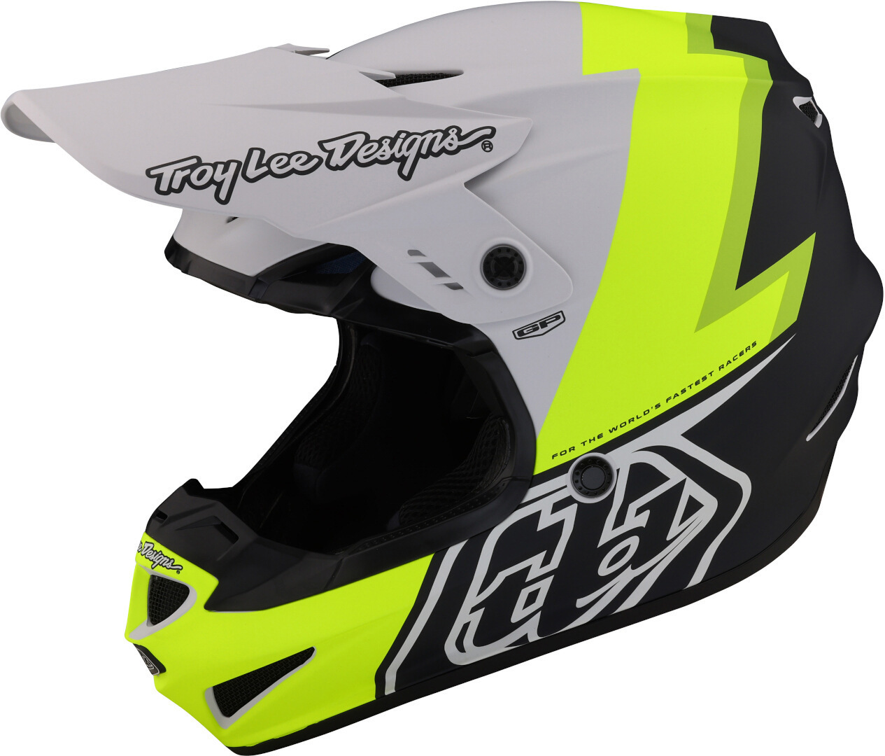 Troy Lee Designs GP Volt Motocross Helm, schwarz-weiss-gelb, Größe XS 54 55