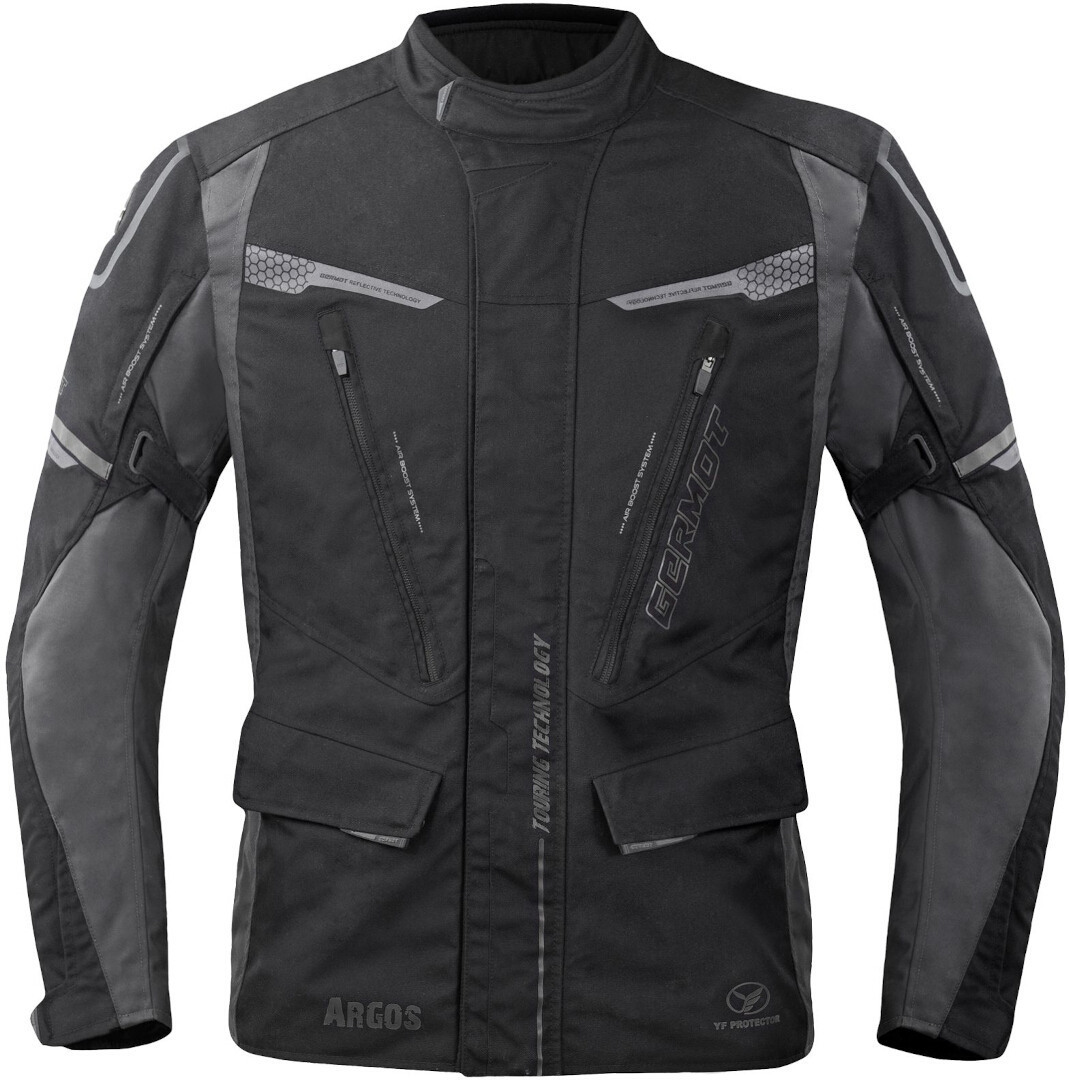 Germot Argos wasserdichte Motorrad Textiljacke, schwarz-grau, Größe 4XL